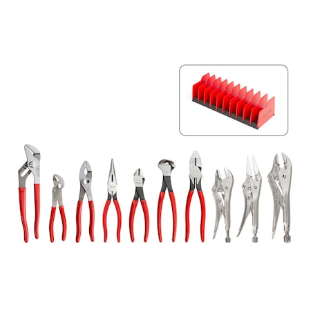 Tekton Gripping, Cutting, and Locking Pliers Set with Rack (10-Piece) PLR99202